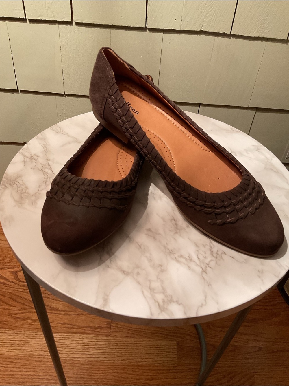 L.L. Bean Dark Brown Braided Leather Ballet Flats - Picture 2 of 5